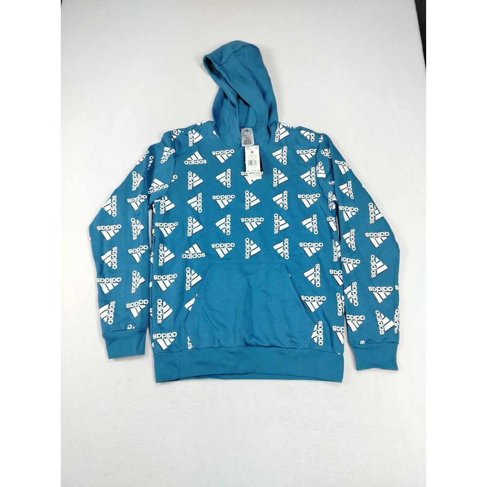 Adidas Hoodie‎ Mens Medium Blue Athletic Athleisure Sports Kangaro Pockets Soft